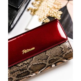    Dámska lakovaná peňaženka Peterson tmavočerveno-krokotlač RFID 19×11 cm