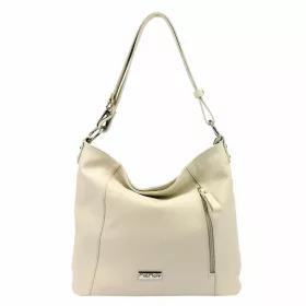    MiaMore 01-045 béžová dámska kožená taška cez rameno 35 x 30 x 13 cm