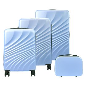   Súprava pevného kufra Gregorio svetlomodrého ABS so 4 kozmetickými taštičkami