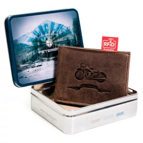    Peterson PTN 304BIKE HUNTER hnedá pánska kožená peňaženka 12 x 9 x 2,5 cm