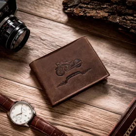    Peterson PTN 304BIKE HUNTER hnedá pánska kožená peňaženka 12 x 9 x 2,5 cm