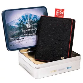   Peterson PTN 303.03 čierno-červená pánska kožená peňaženka 8 x 10,5 cm