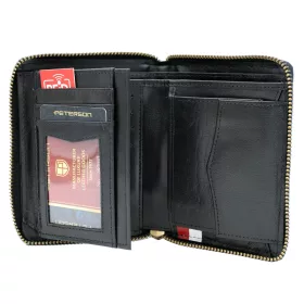    Peterson PTN 340P-01 čierna pánska kožená peňaženka 10 x 12,5 x 2,5 cm