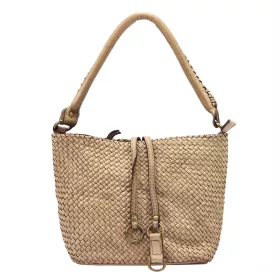    Dámska kožená kabelka VS 008 krémovej farby, crossbody 29 x 20 x 14 cm