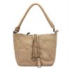  Dámska kožená kabelka VS 008 krémovej farby, crossbody 29 x 20 x 14 cm