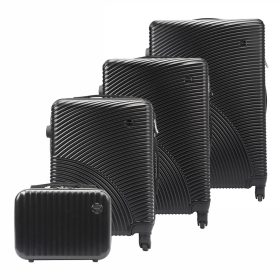    Pierre Cardin black abs 4-dielna súprava tvrdostenných kufrov s kozmetickou taštičkou 31/53/67/75 cm