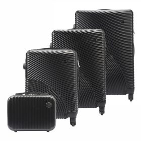    Pierre Cardin black abs 4-dielna súprava tvrdostenných kufrov s kozmetickou taštičkou 31/53/67/75 cm