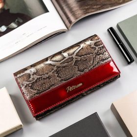    Peterson PTN BS-411 SNAKE-2 červená hovädzia koža dámska peňaženka 17,5x9,5x3 cm