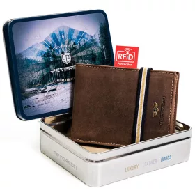    Peterson PTN 304E H hnedá pánska kožená peňaženka 12 x 9,5 x 2,5 cm