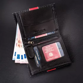    Peterson PTN 317 MOTO3 čierno-červená pánska peňaženka z pravej kože 10 x 12,5 x 2,5 cm