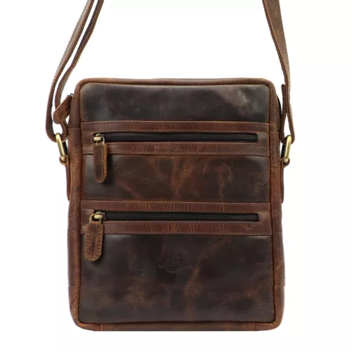  Pánska kožená crossbody kabelka Andreas H2029 hnedej farby 23 x 27 x 5 cm