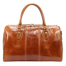   Gregorio 132 talianska koňaková hnedá kožená cestovná taška 45 x 29 x 25 cm