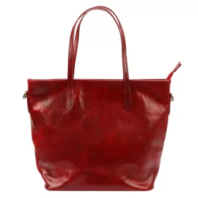   Dámska kožená kabelka cez rameno Marco červená, shopper 42 x 33 x 15 cm