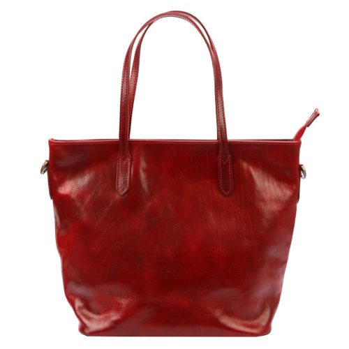 Dámska kožená kabelka cez rameno Marco červená, shopper 42 x 33 x 15 cm