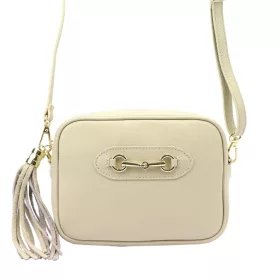    Dámska kožená kabelka cez rameno, crossbody, béžová Luka 20-040, rozmery 21 x 15,5 x 8 cm