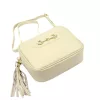  Dámska kožená kabelka cez rameno, crossbody, béžová Luka 20-040, rozmery 21 x 15,5 x 8 cm