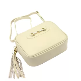    Dámska kožená kabelka cez rameno, crossbody, béžová Luka 20-040, rozmery 21 x 15,5 x 8 cm