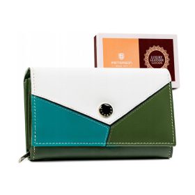    Peterson PTN RD-21-GCL-Y zelená trikolóra dámska kožená peňaženka 18,5 x 10 x 3,5 cm
