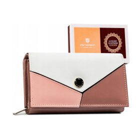   Peterson PTN RD-21-GCL-Y ružová trikolóra dámska kožená peňaženka 18,5 x 10 x 3,5 cm