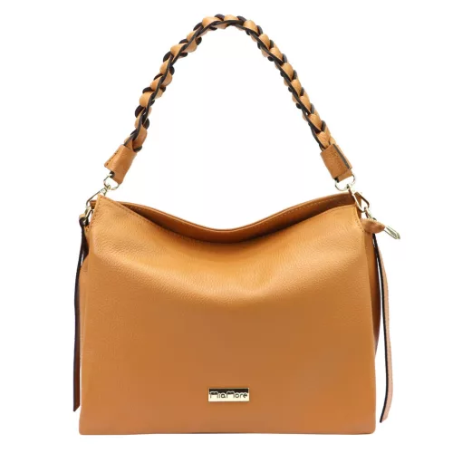 MiaMore 01-050 DOLLARO barna női bőr kézitáska 31 x 26 x 13 cm