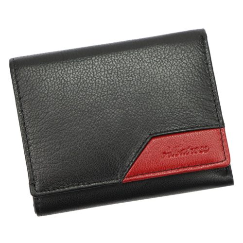  Dámska kožená peňaženka Albatross GN LW-S02 PIPE čierno-červená 10,7 x 9 x 2,5 cm
