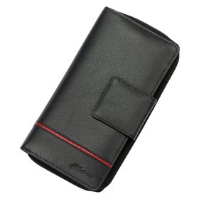    Dámska kožená peňaženka Albatross GN LW-L05 PIPE čierno-červená 10 x 18,5 x 2,8 cm