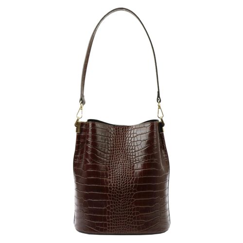 Luka 20-049 CROCO barna női bőr kézitáska 24 x 27 x 16 cm