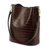 Luka 20-049 CROCO barna női bőr kézitáska 24 x 27 x 16 cm