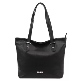    MiaMore 01-058 čierna dámska kožená taška cez rameno, shopper 40 x 30 x 12 cm