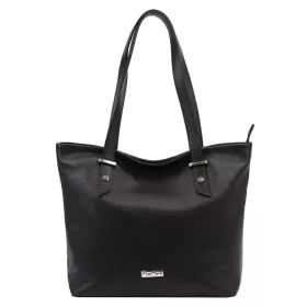    MiaMore 01-058 čierna dámska kožená taška cez rameno, shopper 40 x 30 x 12 cm