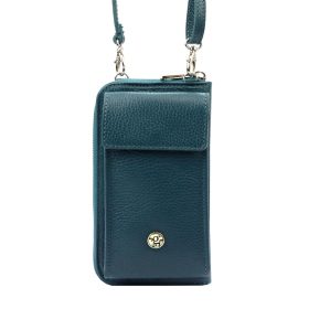   Gregorio 1707 DOLLARO tyrkysová dámska kožená peňaženka, držiak na mobil 11 x 20 x 6,5 cm