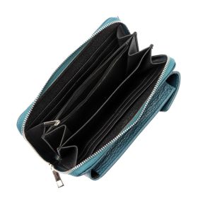    Gregorio 1707 DOLLARO tyrkysová dámska kožená peňaženka, držiak na mobil 11 x 20 x 6,5 cm