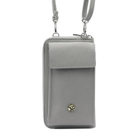    Gregorio 1707 DOLLARO sivá dámska kožená peňaženka, držiak na mobil 11 x 20 x 6,5 cm