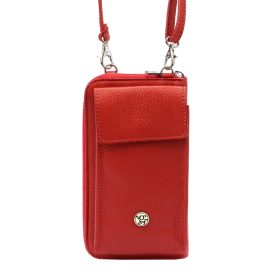    Gregorio 1707 DOLLARO červená dámska kožená peňaženka, držiak na mobil 11 x 20 x 6,5 cm