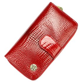    Kroko vzor Gregorio, červená dámska kožená peňaženka 17 × 9,5 cm
