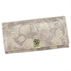    Dámska kožená peňaženka Gregorio HL-100 s kvetinovým vzorom béžovej farby 19,5 x 9,5 x 4 cm