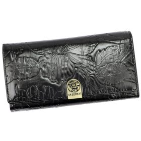    Gregorio veľká vzorovaná čierna dámska peňaženka 18,5 × 10 cm
