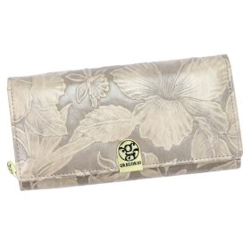    Dámska kožená peňaženka Gregorio HL-106 s kvetinovým vzorom béžovej farby 19 x 10 x 4 cm