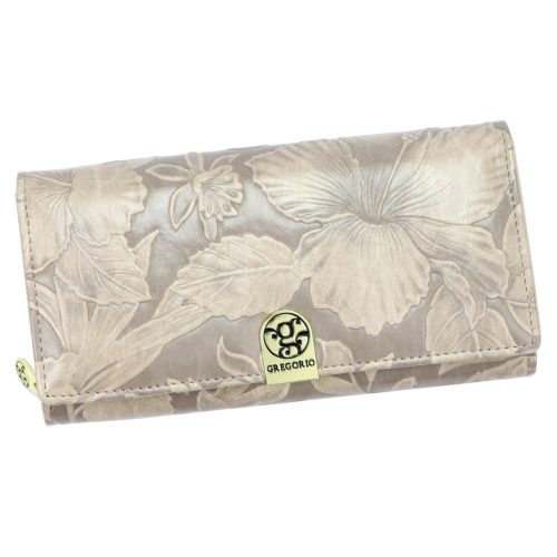  Dámska kožená peňaženka Gregorio HL-106 s kvetinovým vzorom béžovej farby 19 x 10 x 4 cm