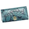  Dámska kožená peňaženka Gregorio HL-106 s kvetinovým vzorom a modrou farbou 19 x 10 x 4 cm