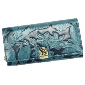    Dámska kožená peňaženka Gregorio HL-106 s kvetinovým vzorom a modrou farbou 19 x 10 x 4 cm