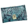  Dámska kožená peňaženka Gregorio HL-108 s modrým kvetinovým vzorom 14,5 x 9 x 3,8 cm