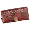  Dámska kožená peňaženka Gregorio HL-122 s bordovým kvetinovým vzorom 19,5 x 10 x 4 cm