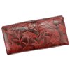  Dámska kožená peňaženka Gregorio HL-122 s bordovým kvetinovým vzorom 19,5 x 10 x 4 cm