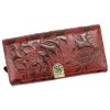  Dámska kožená peňaženka Gregorio HL-122 s bordovým kvetinovým vzorom 19,5 x 10 x 4 cm