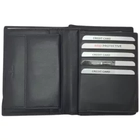   Čierna kožená peňaženka Giorgio Carelli, RFID 14,5 x 10,2 cm