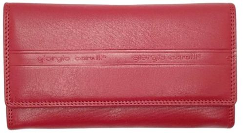  Dámska saténová červená kožená peňaženka Giorgio Carelli