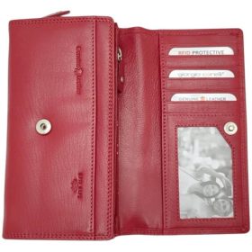    Dámska saténová červená kožená peňaženka Giorgio Carelli