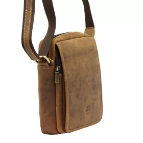    Nordee MSD-02 GM02 HUNTER hnedá pánska kožená bočná taška, taška cez rameno 19 x 22 x 8 cm