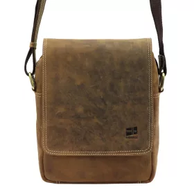    Nordee MSD-02 GM03 HUNTER hnedá kožená pánska bočná taška, taška cez rameno 19 x 22 x 9 cm